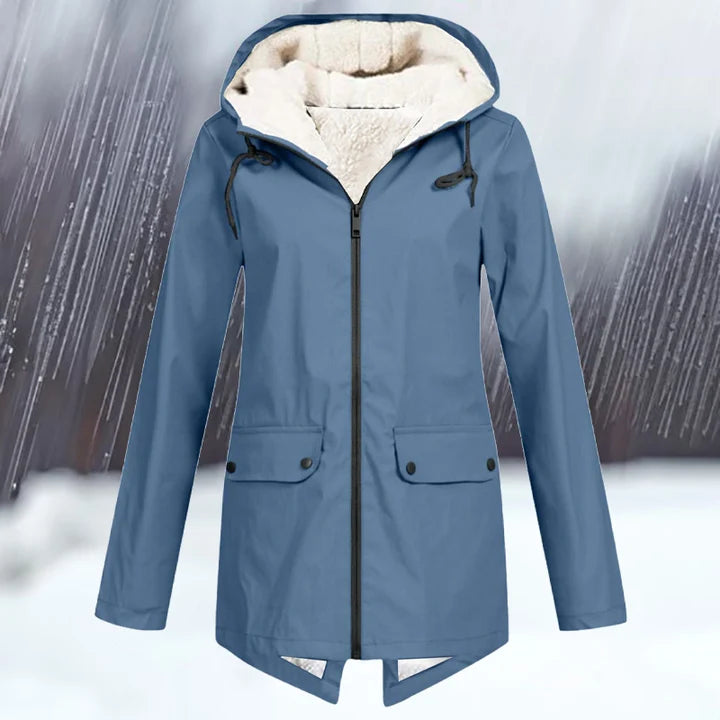 Effen wind- en waterdichte jas met capuchon en verdikking