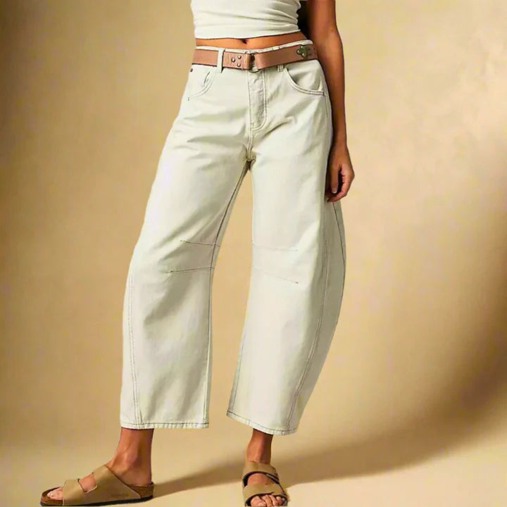 Thea - vintage wassing knie streep detail damesbroek