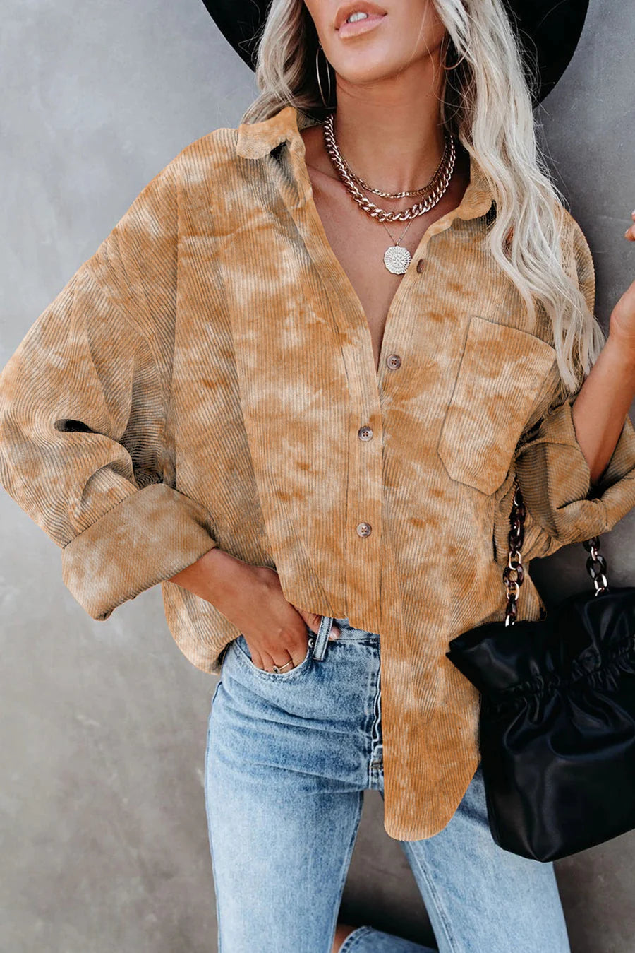 Stijlvol tie-dye corduroy overhemd voor dames