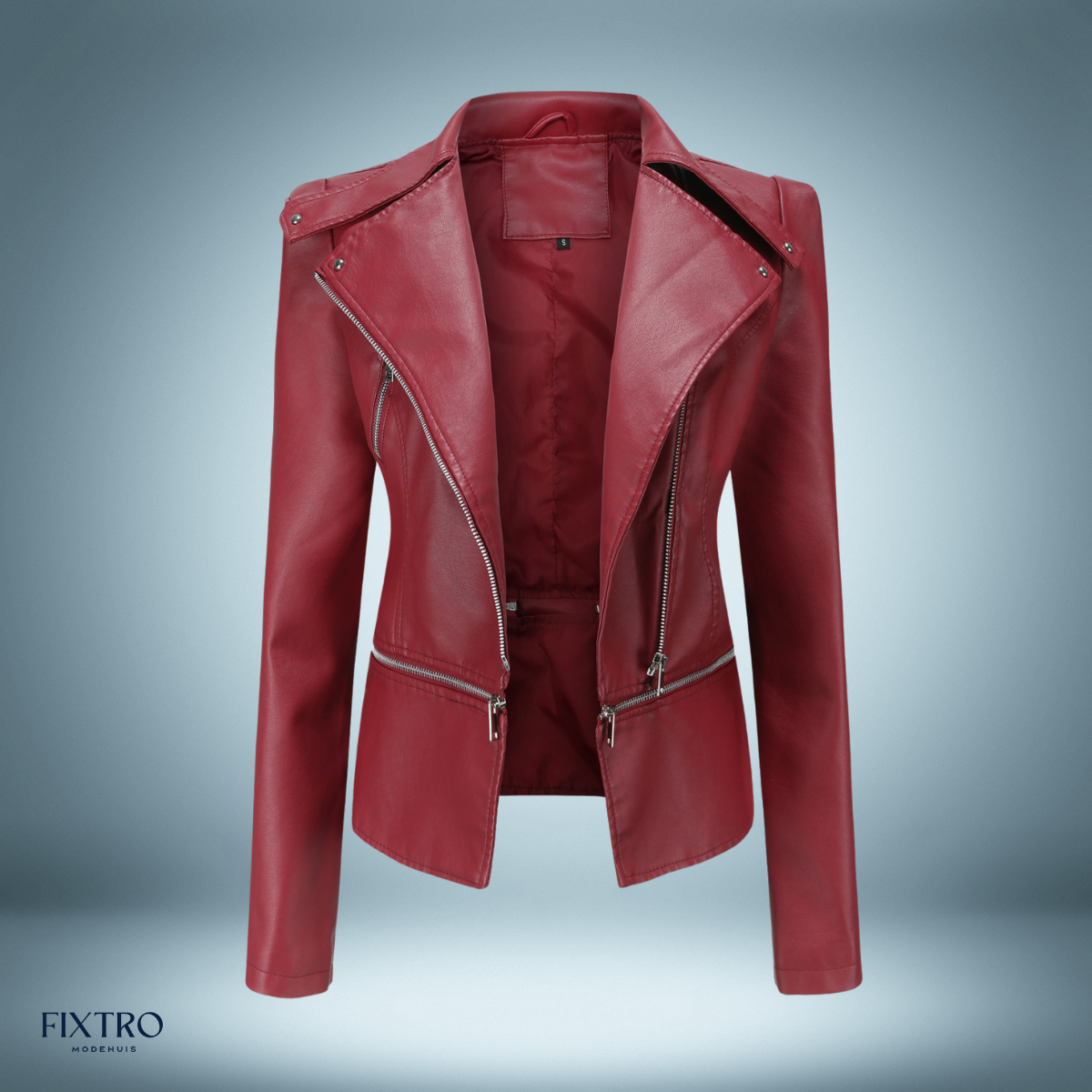 Leren jack- met open kraag