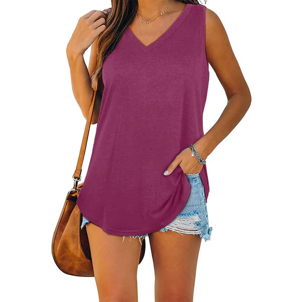 Ophelia - jersey tanktop met v-hals