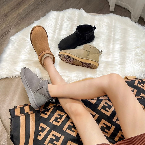 Alva - korte winterenkellaarzen van mat echt leer