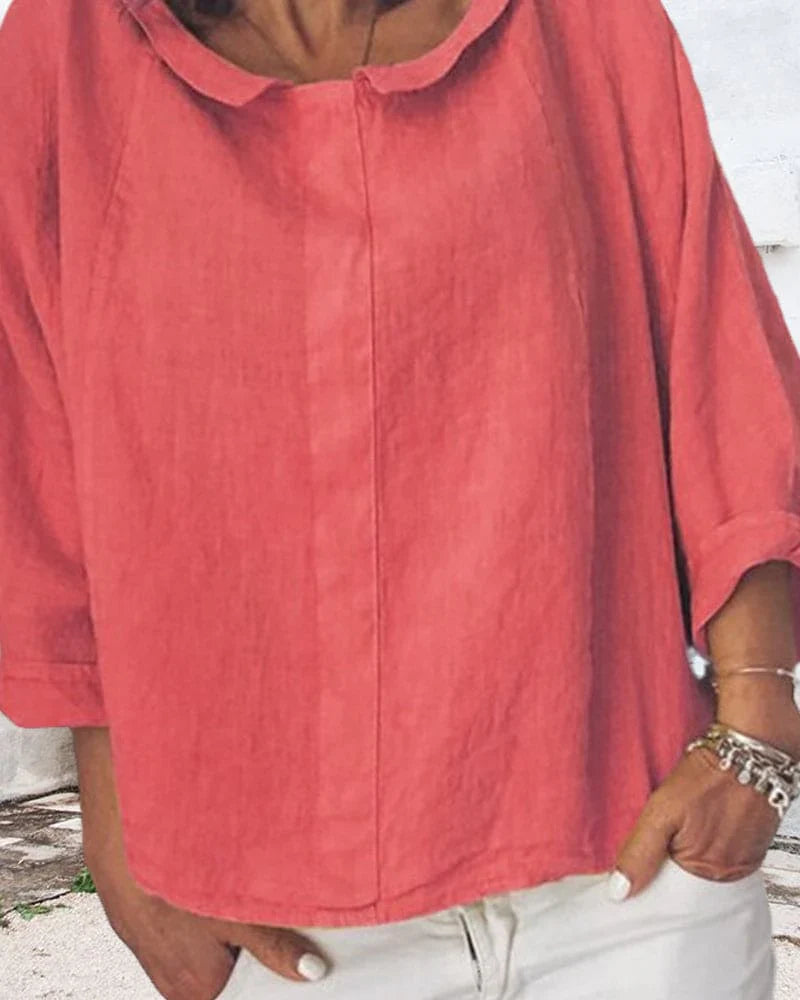 Nora | een losvallend overhemd in een effen kleur