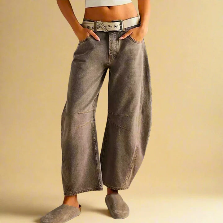 Thea - vintage wassing knie streep detail damesbroek