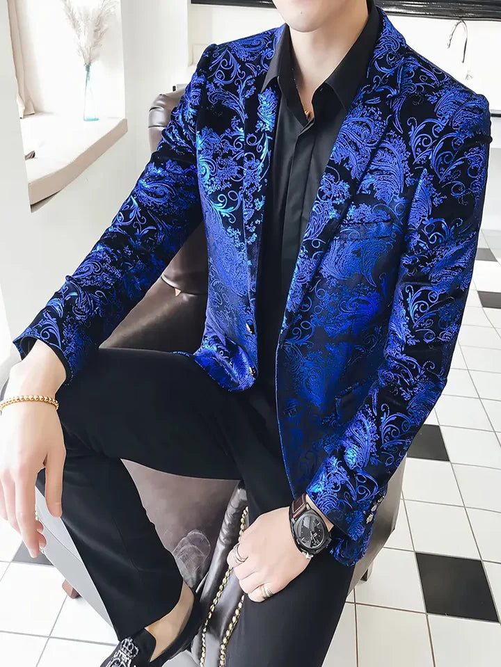 Stijlvolle en elegante herenblazer in barokpatroon