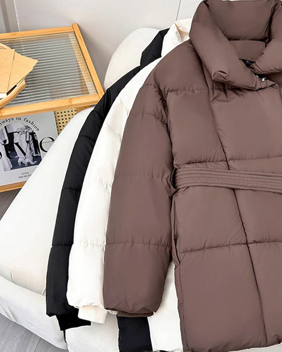 Casual - gewatteerd jasje met revers in een eenvoudige kleur