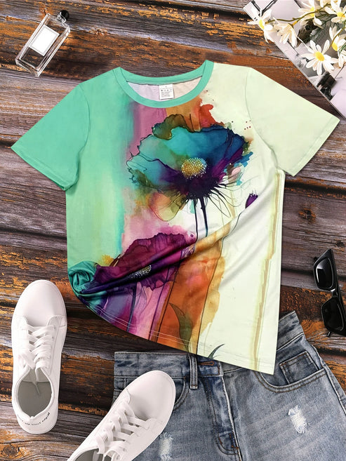 Frieda | t-shirt met bloemenprint en korte mouwen