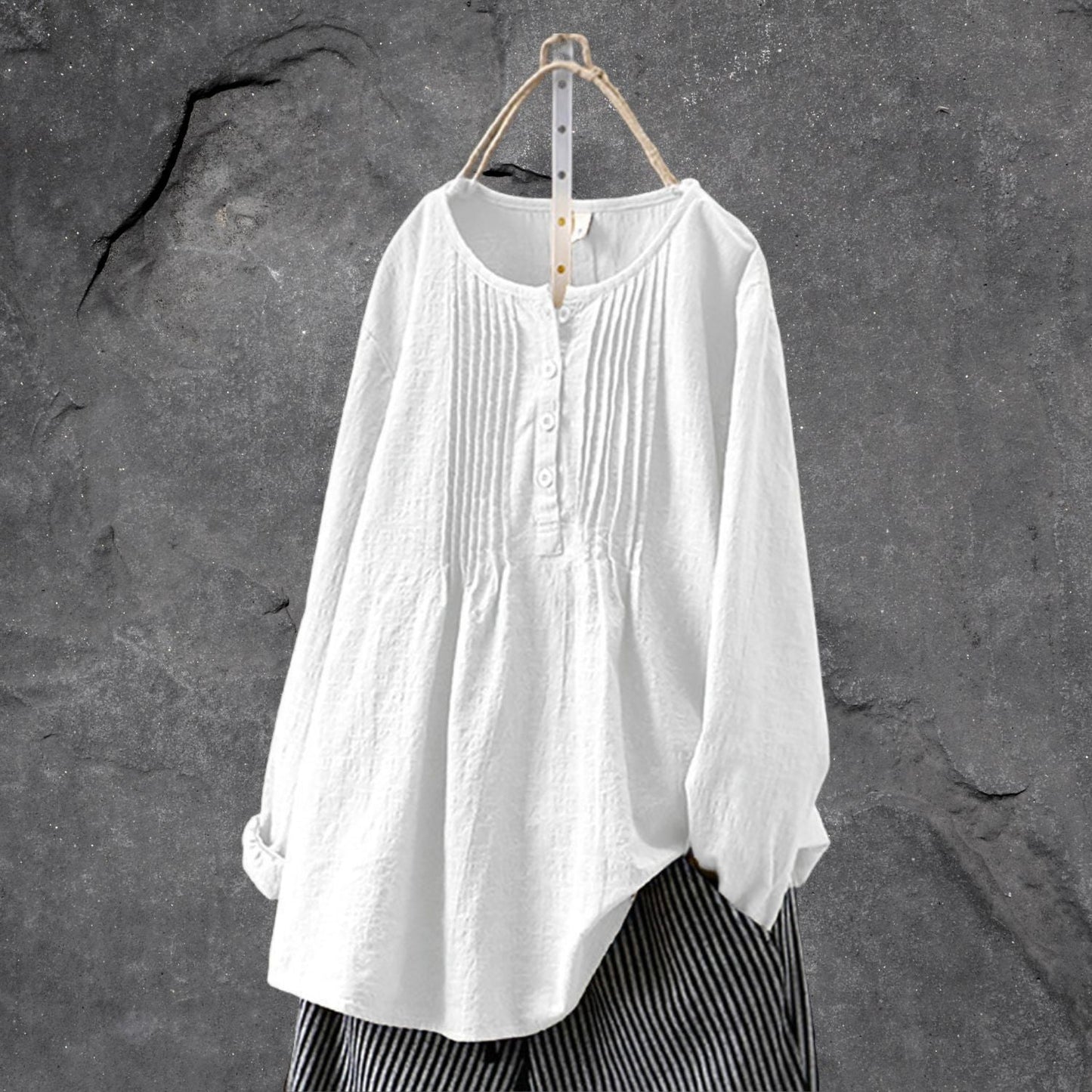 Luchtig boho-chique blouse shirt - met knoopsluiting & rimpels