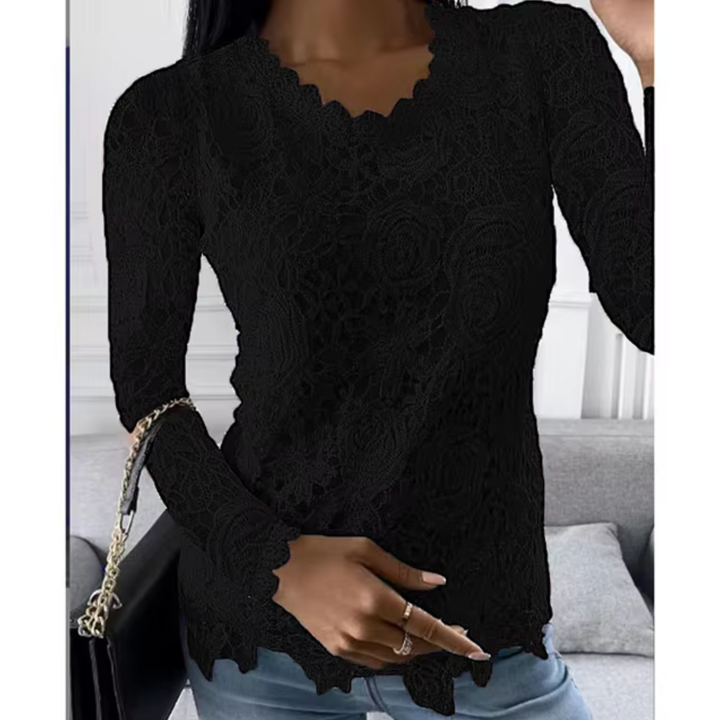 Hallie - elegante kanten top met bloemenpatroon