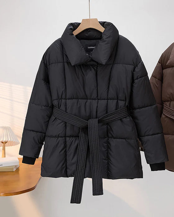 Casual - gewatteerd jasje met revers in een eenvoudige kleur