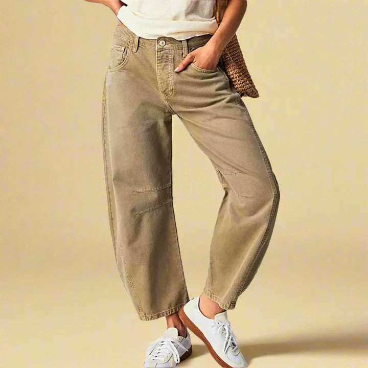 Thea - vintage wassing knie streep detail damesbroek