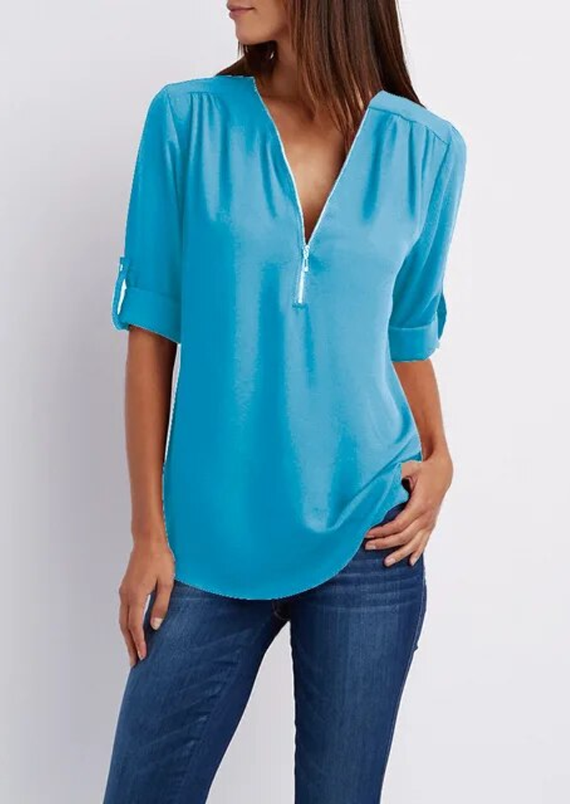 Adeline - chiffon blouse met ritssluiting