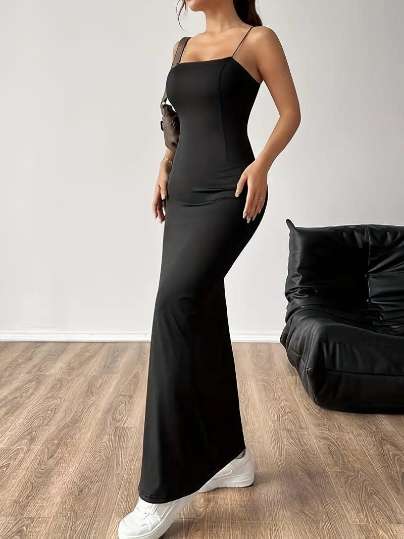 Katrina – effen cami-jurk met dijsplit