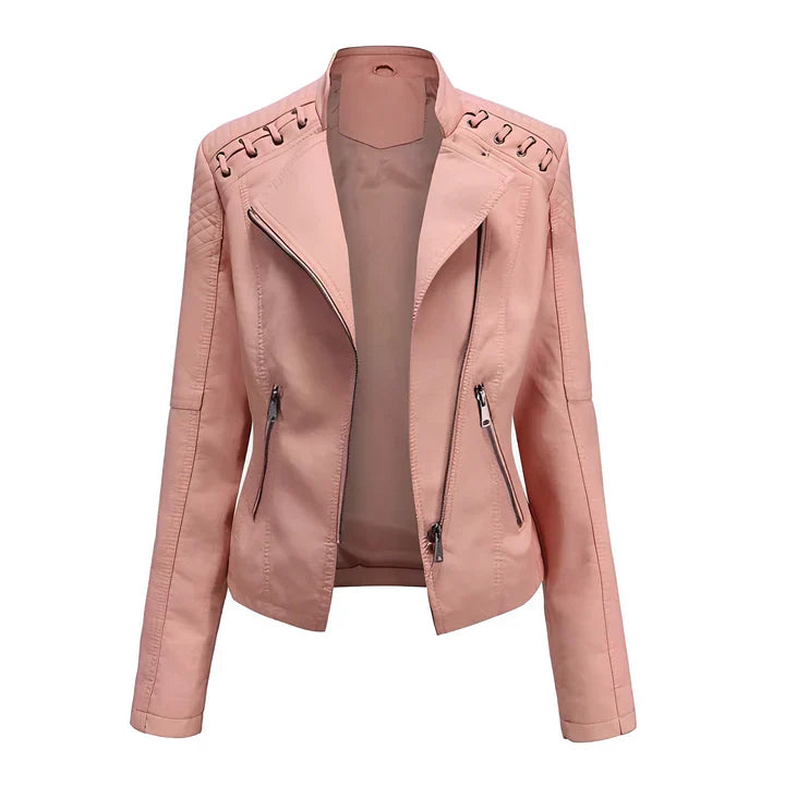 Arline - pu-leren jas met ritssluiting