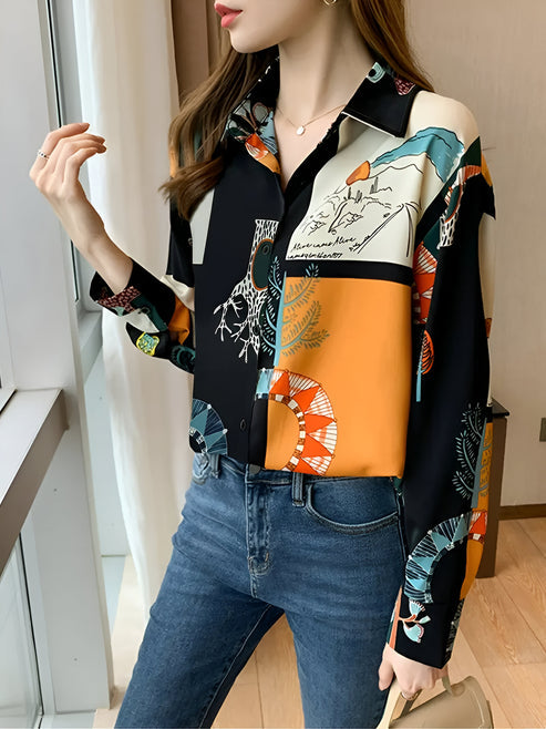 Jaslyn | vintage-geïnspireerde blouse met print