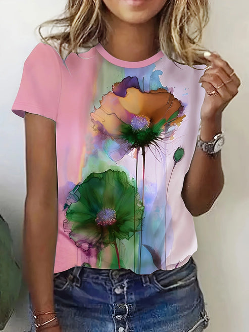 Frieda | t-shirt met bloemenprint en korte mouwen