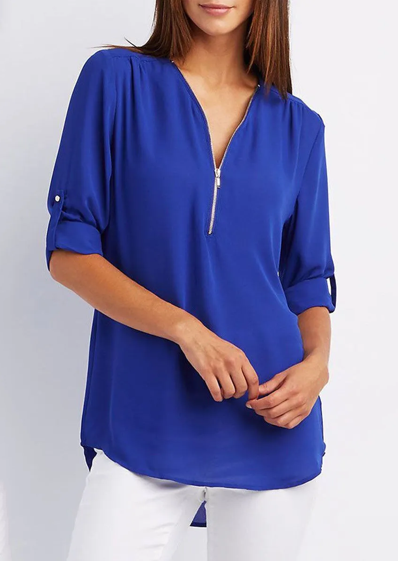 Adeline - chiffon blouse met ritssluiting