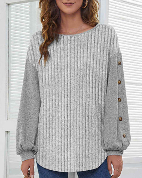 Casual top met geribde strepen