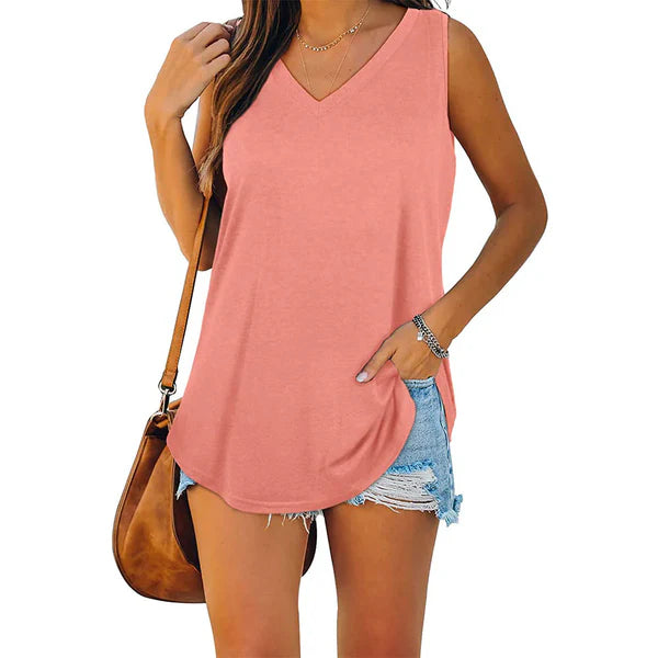 Ophelia - jersey tanktop met v-hals