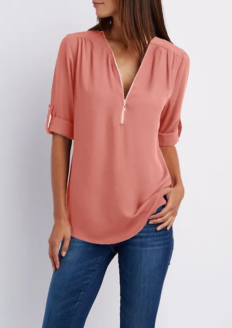 Adeline - chiffon blouse met ritssluiting