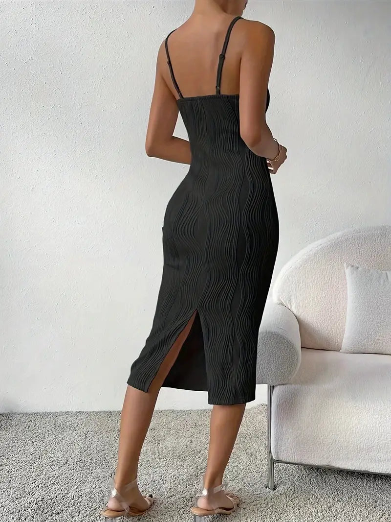 Natalie - cami-jurk met structuur en split aan de achterkant