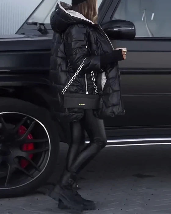 Casual - gewatteerde jas met kleurblokken, trekkoord en ritssluiting