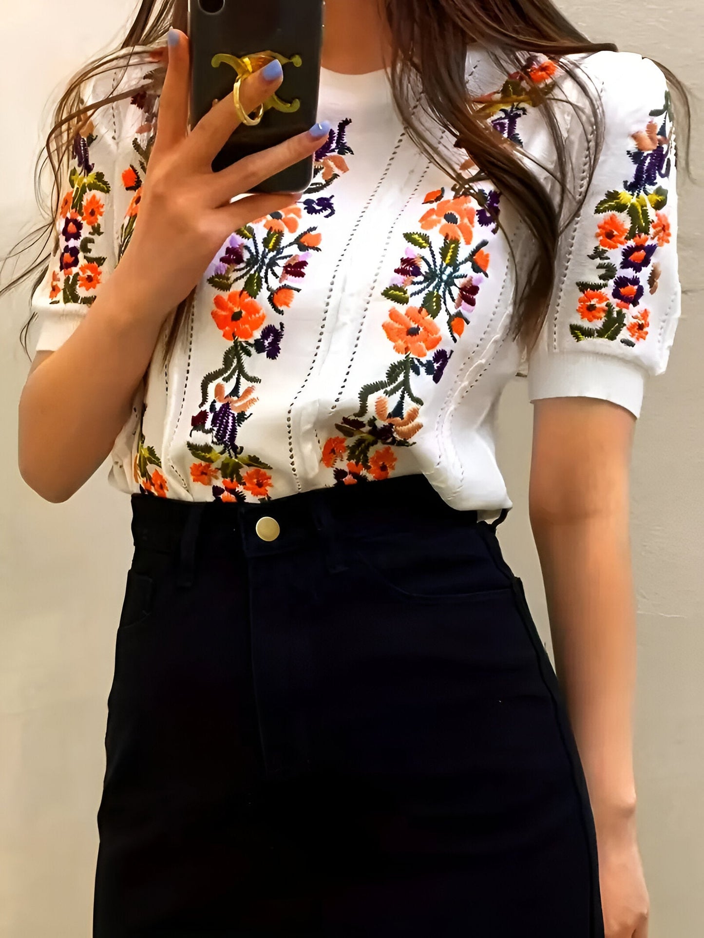 Nadette | frisse bloementop met korte mouwen