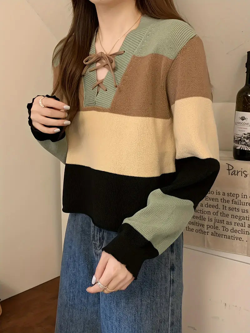 Aquila - multicolor katoenen trui met v-hals