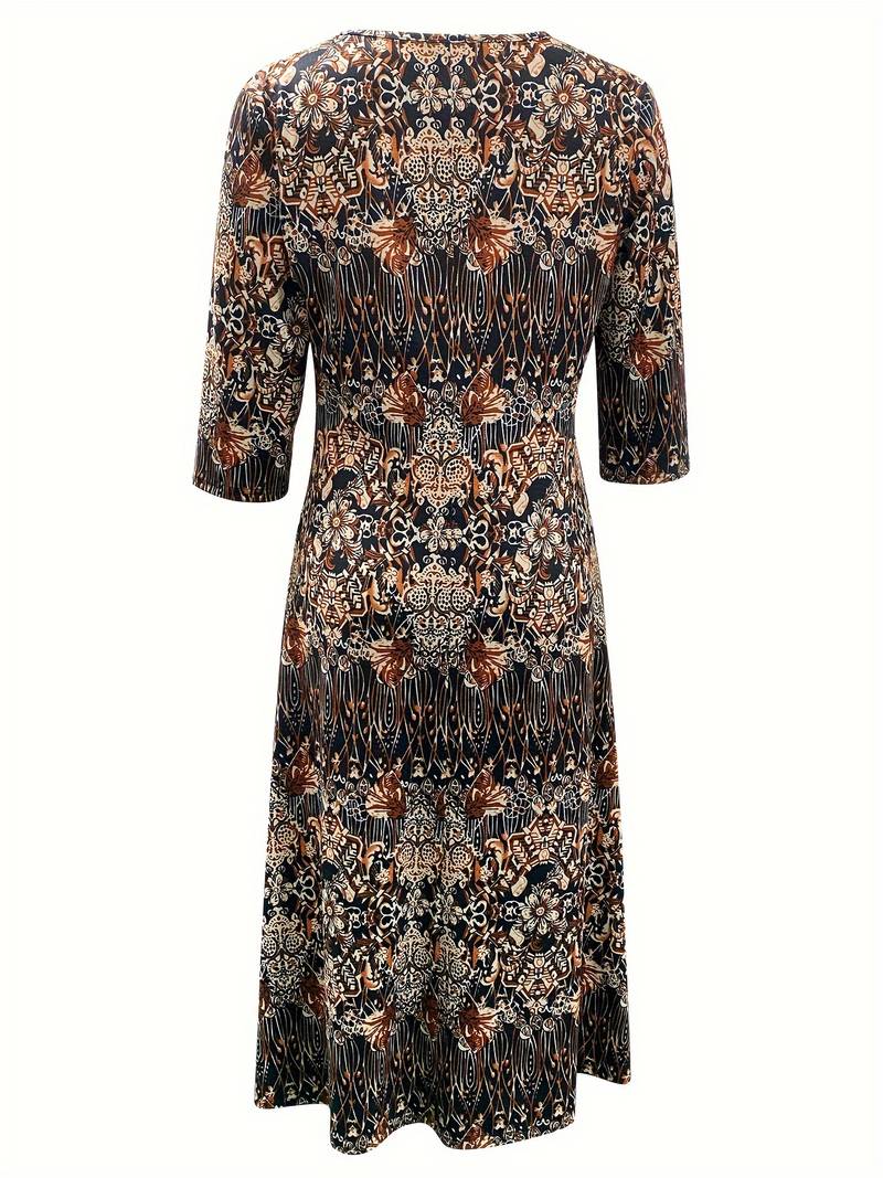 Abigail - midi-jurk met bloemenprint en 3/4 mouwen