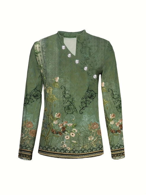 Heidi | t-shirt met bloemenpatroon en asymmetrische halslijn