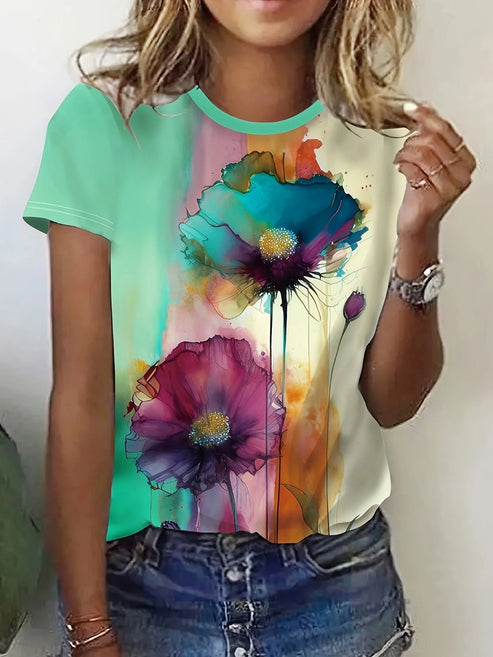 Frieda | t-shirt met bloemenprint en korte mouwen