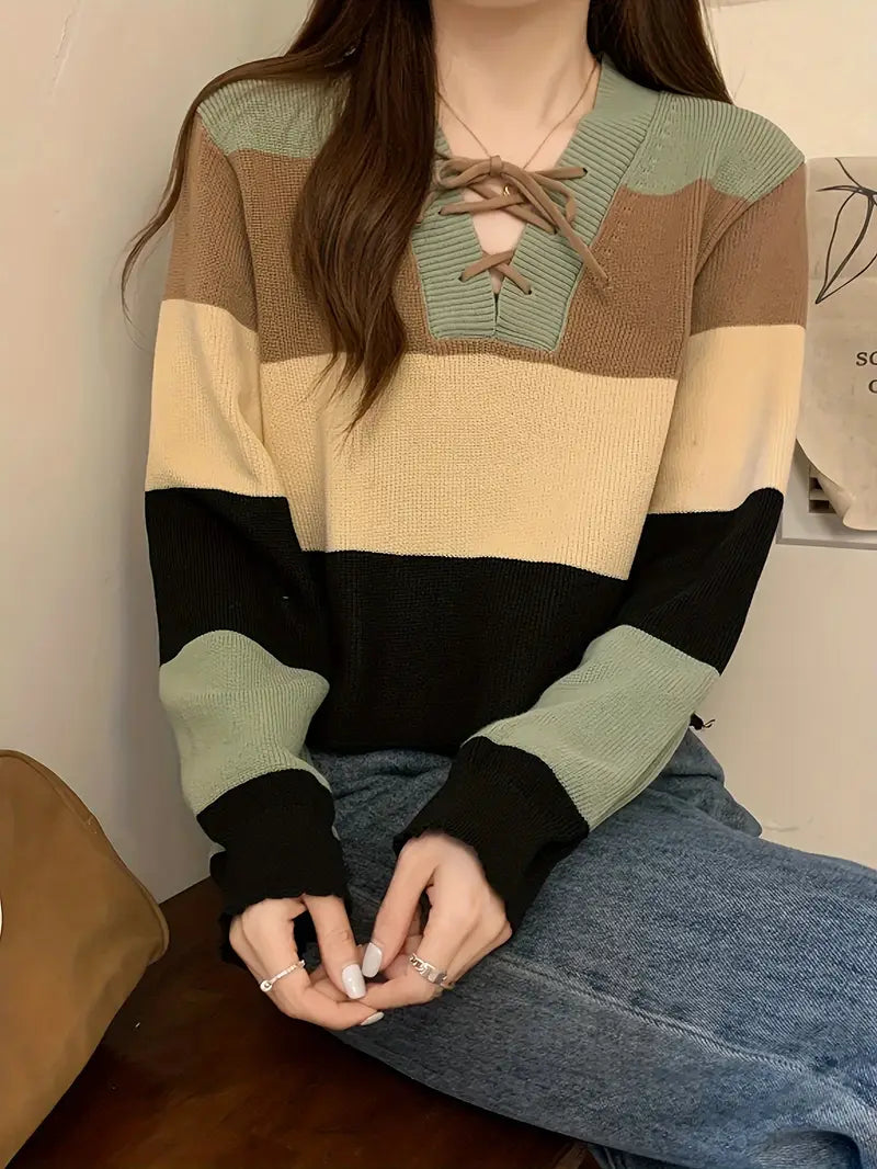 Aquila - multicolor katoenen trui met v-hals