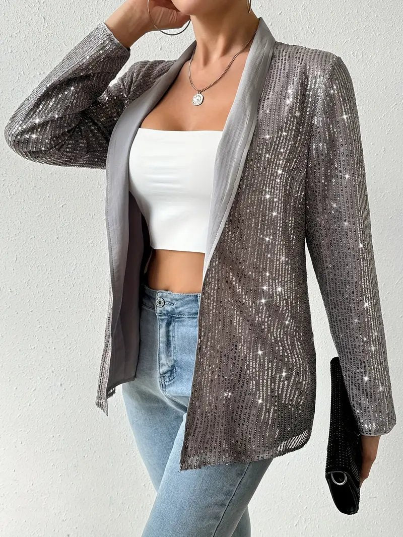 Grijze blazer met glanzende pailletten | Aerys