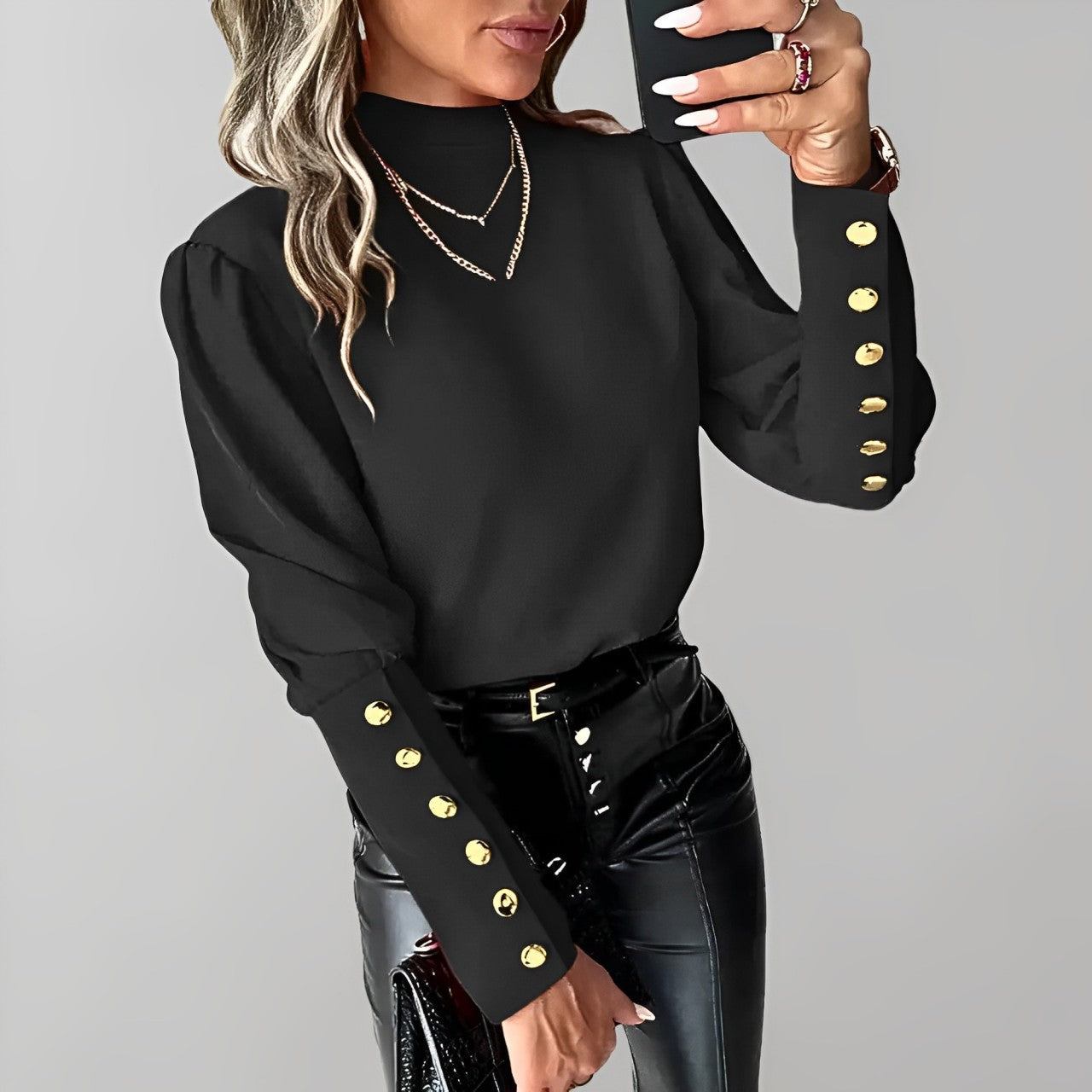 Gabriela - kant shirt met lange mouwen en knoopsluiting