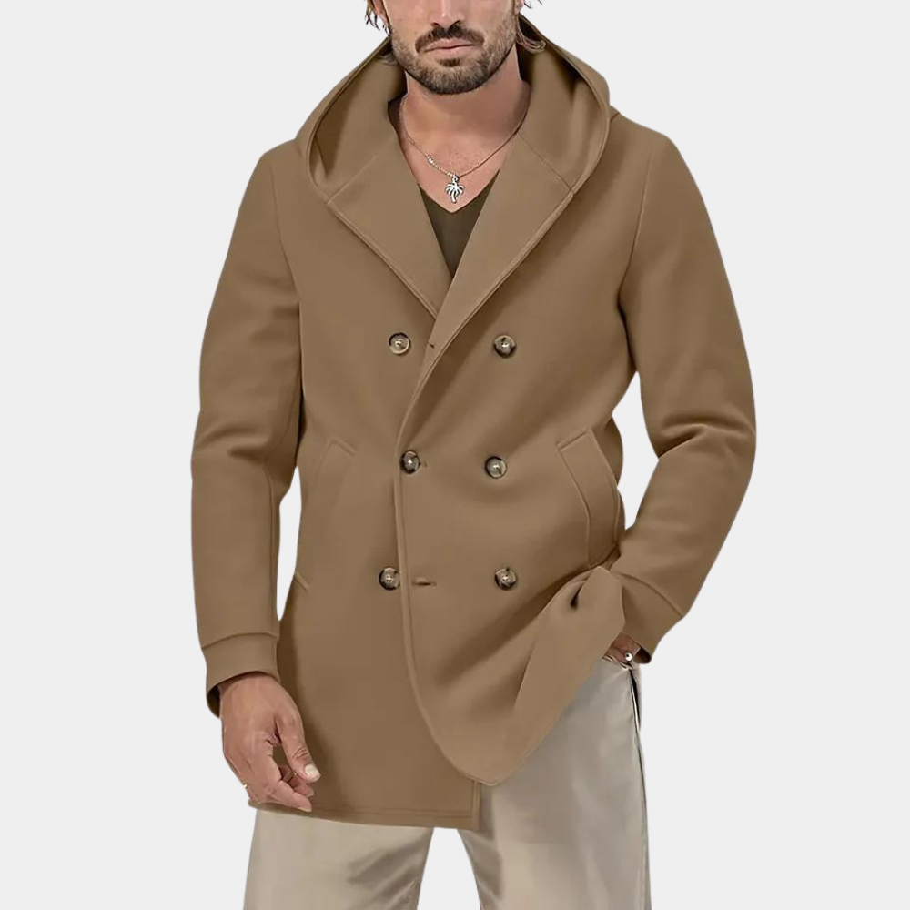 Stijlvolle trenchcoat voor heren met een praktische capuchon voor een casual look