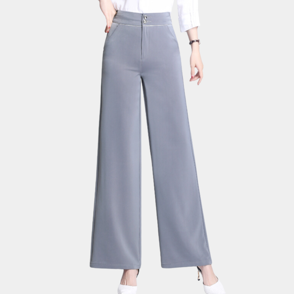 Weronika - stijlvolle hoge taille broek met vloeiende pijpen voor dames