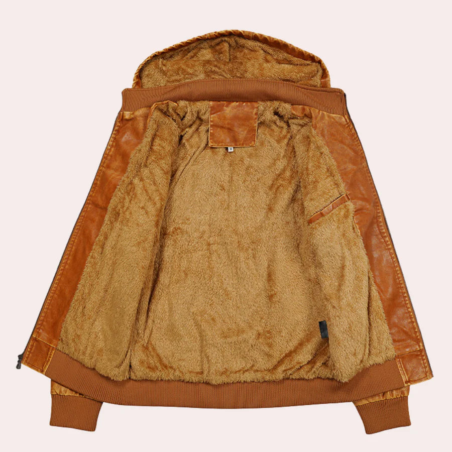 Kyriakos - elegante leren herenjas met trendy capuchon