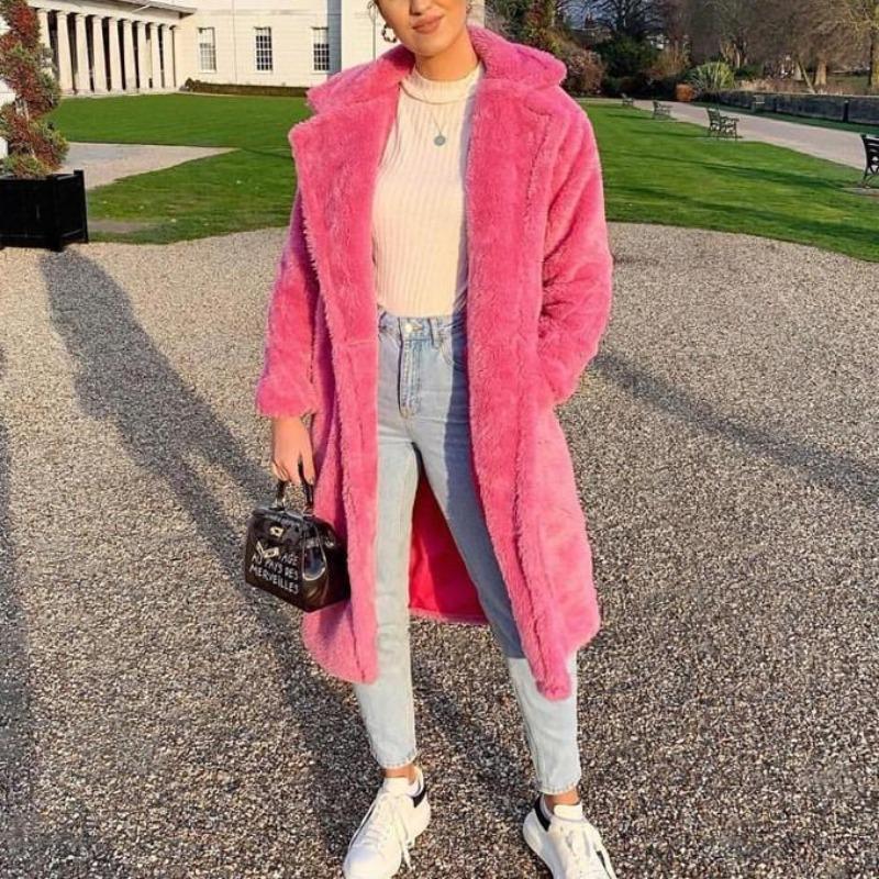 Lang jack van imitatiebont voor koude dagen - assepoester