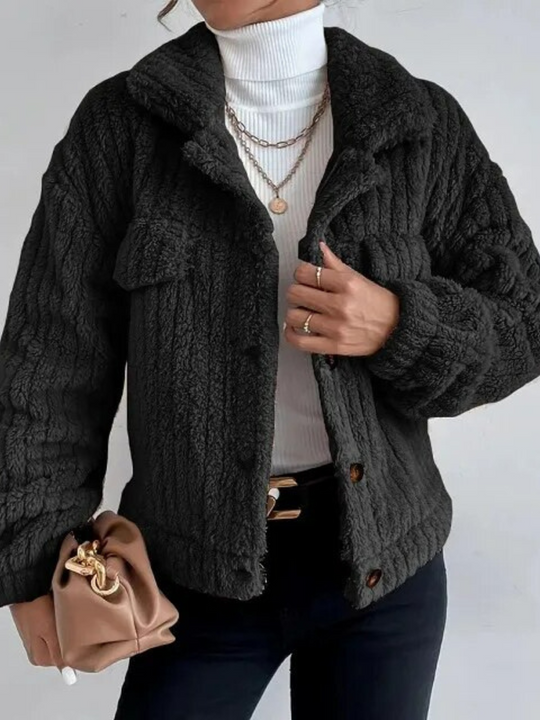 Kort damesjack van imitatiebont voor de lente