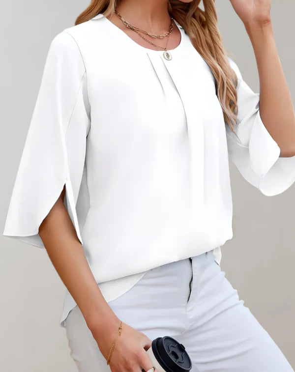 Aire - casual top met klokmouwen en ronde halslijn