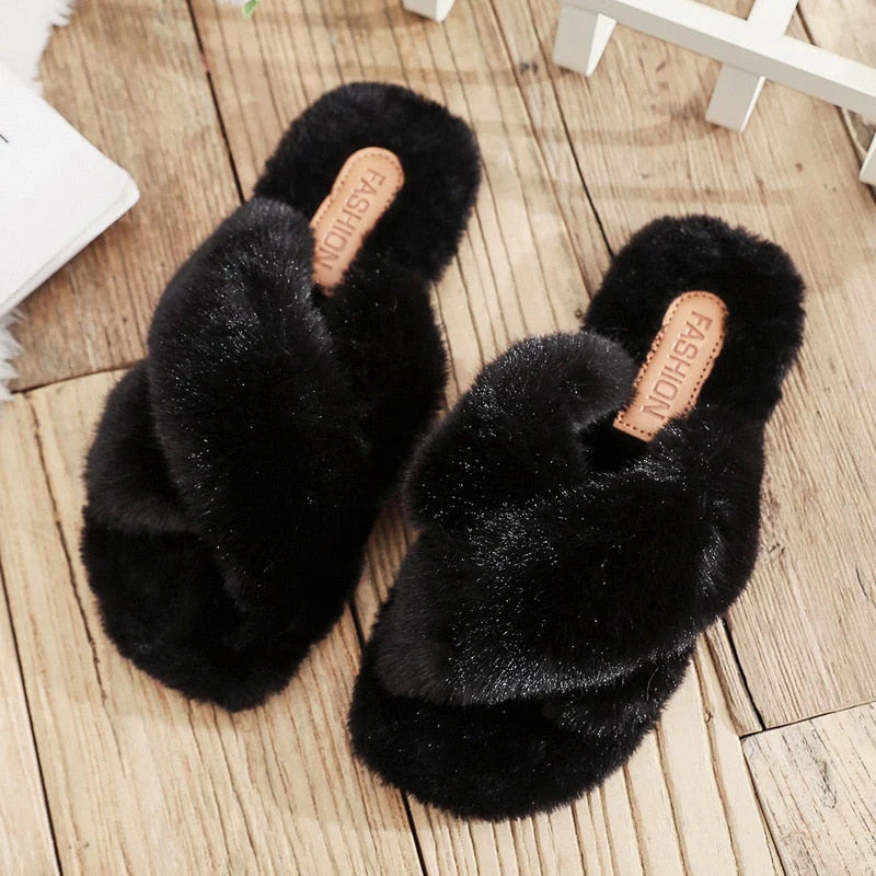 Casual winterse pluizige pantoffels met behaaglijke warmte voor dames
