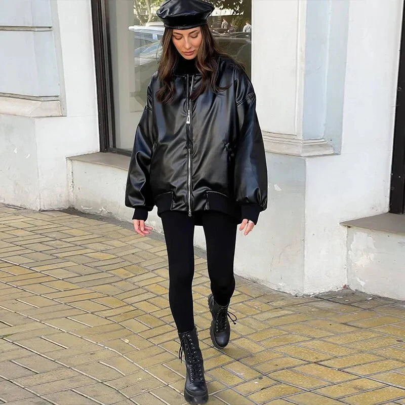 Scarlett - losse motorleren jas