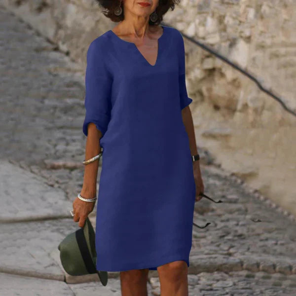 Wendy - jurk met driekwart mouwen en v-hals