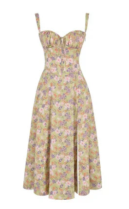 Bustierjurk met bloemenprint en gemiddelde taille