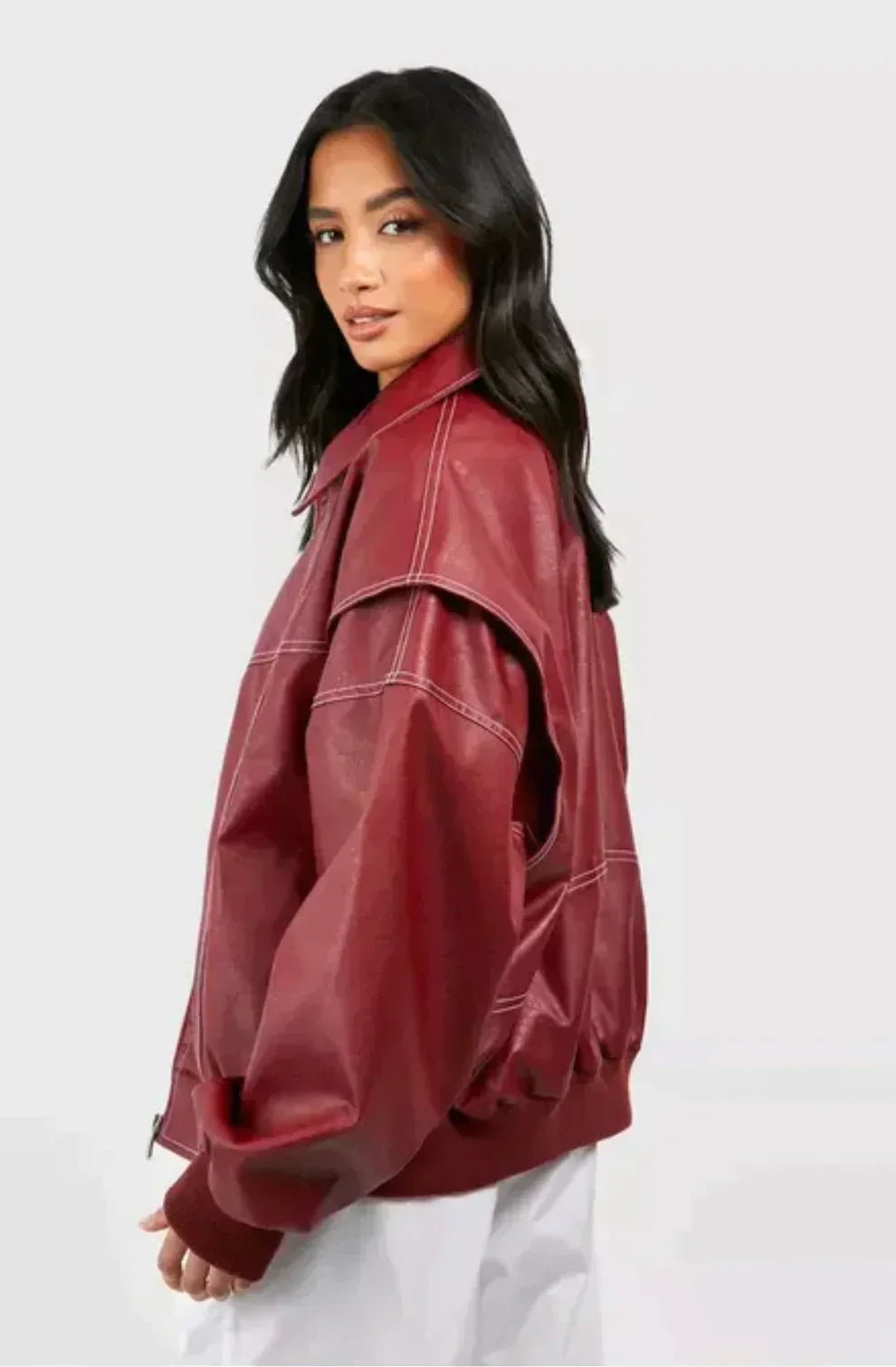 Vera - trendy rood oversized pasvorm dames jasje