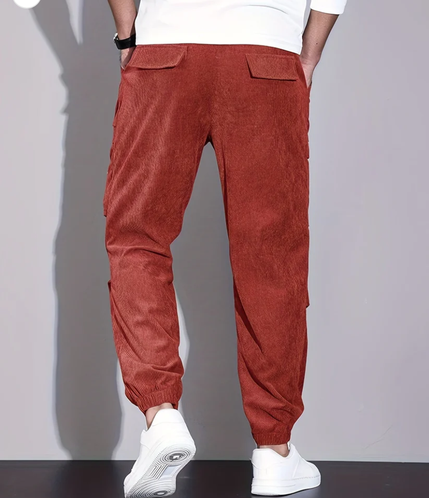 Koffiekleurige corduroy broek - Leo