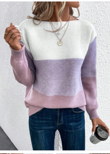 Nalia - elegante driekleurige patchwork trui