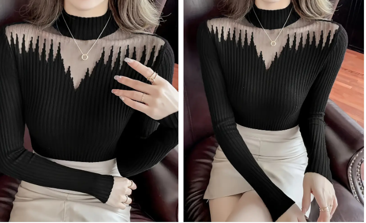 Klea - elegante ribgebreide top
