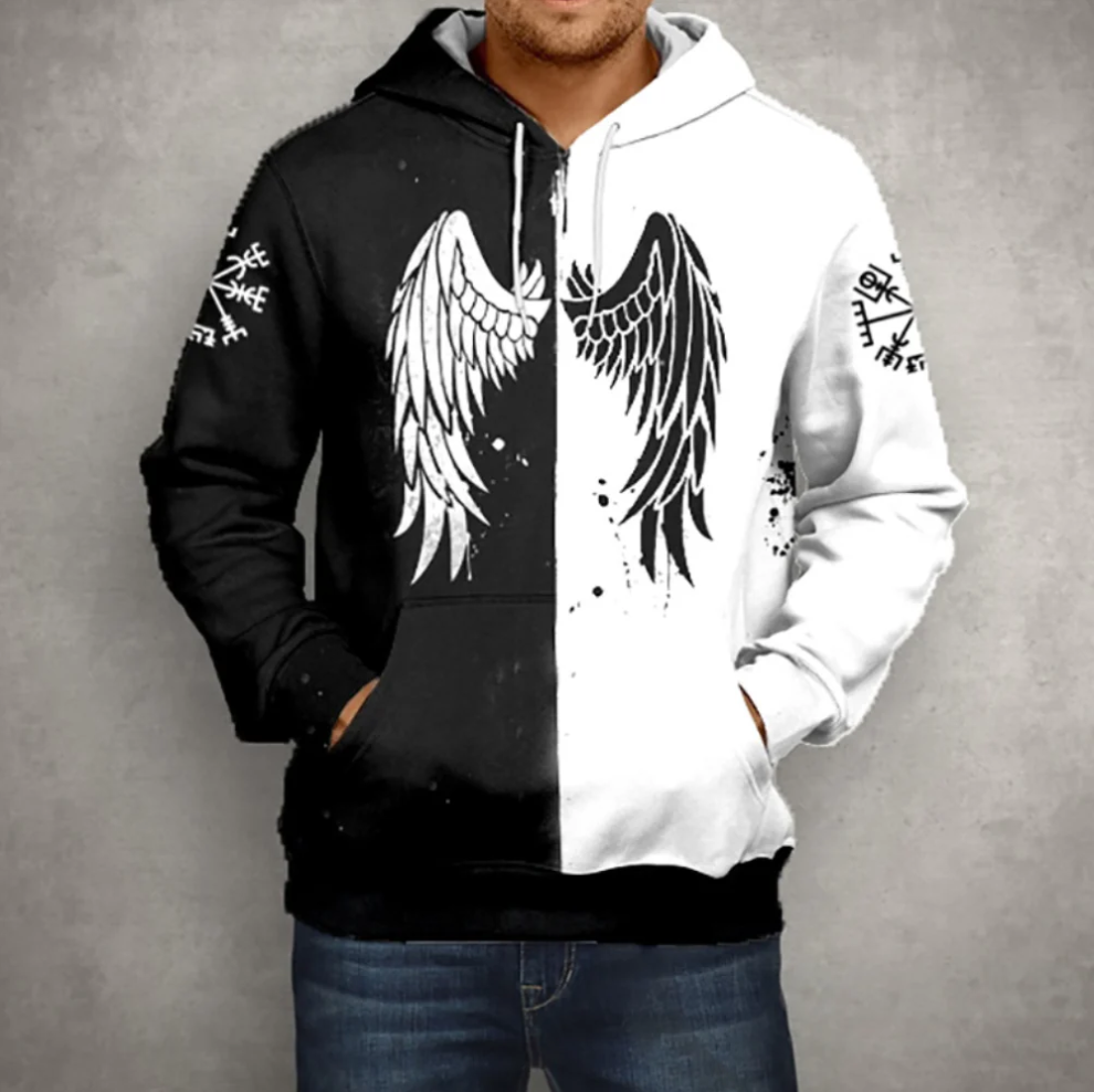 Ludek - herenhoodie met ritssluiting en vleugels