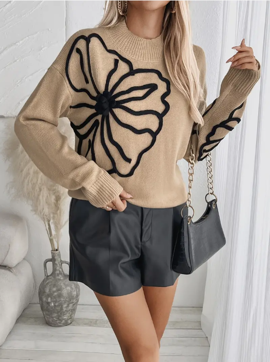 Kelsey - gebreide trui met bloemenborduurwerk